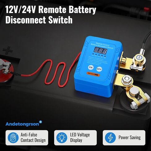 ‌Remote Battery Disconnect Switch with LED Display Anti Theft Kill Switch for Car, Truck, RV, ATV, Boat, Complete Kit All Accessories, Heavy-Duty Durable Material, Vehicle Battery Cut Off 12V/24V 240A in Kuwait
