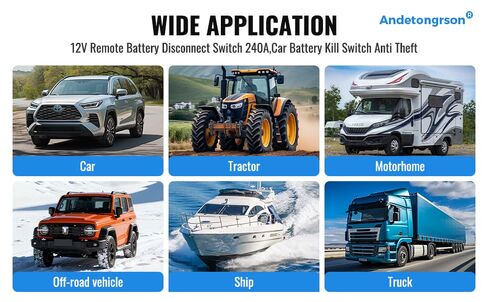 ‌Remote Battery Disconnect Switch with LED Display Anti Theft Kill Switch for Car, Truck, RV, ATV, Boat, Complete Kit All Accessories, Heavy-Duty Durable Material, Vehicle Battery Cut Off 12V/24V 240A in Kuwait