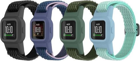 أحزمة مطاطية ESeekGo متوافقة مع أحزمة Garmin Vivofit Jr 3 للأطفال، أشرطة حلقية منفردة من النايلون الملون مع حافظة واقية قابلة للتعديل وإكسسوارات العصابات البديلة للفتيات والأولاد in Kuwait