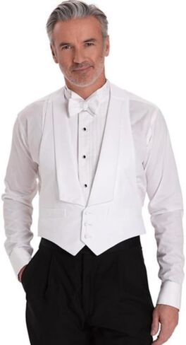 White Pique Adjustable Backless Tuxedo Vest with Matching (self tie) Bow Tie in Saudi Arabia