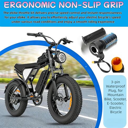 صمام خانق ملتوي كامل، لدراجة Ridstar Q20 Ebike 12V-72V، قابس مقاوم للماء 3 دبابيس، مقود 22.2 مم، للدراجات الجبلية، سكوتر، سكوتر إلكتروني، دراجة كهربائية in Kuwait