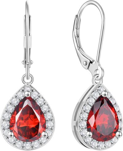 YL Women's Dangle Drop Earrings 925 Sterling Silver Solitaire Leverback Earrings Halo Teardrop Gemstones Jewelry in Saudi Arabia