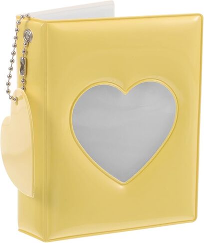 jojofuny Mini Photo Album for 3-inch Photocards with Hollow Heart Mirror Cover, Yellow DIY Photocard Binder and Photo Holder, Compact Storage Case for Kpop Fans and Small Picture Collection in Saudi Arabia