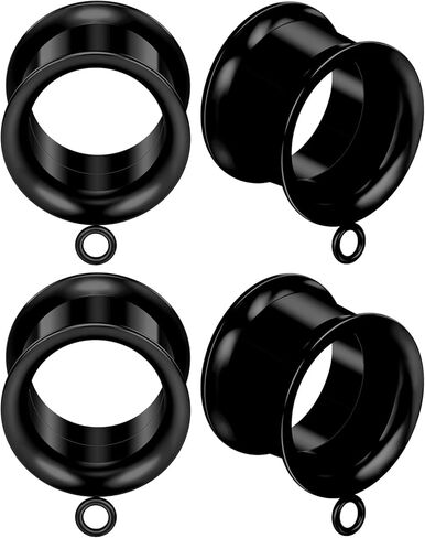 Yaalozei 8G-25mm DIY مقاييس للأذنين 316L الفولاذ الجراحي مزدوج الأنفاق المتوهجة المقابس الأقراط جوفاء داخليا مترابطة الأذن مقاييس ثقب للنساء الرجال الفضة الأسود لهجة الذهب in Kuwait