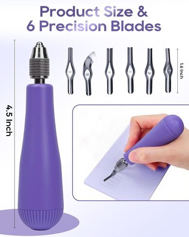 UCEC 1+7 Pack Linocut Carving Tools Linoleum Cutter & Linocut Block Printing Kit – Includes 5 Soft 4" x 6" Linoleum Blocks and Lino Cutting Tools with 6 Blades Universal Size, 4’’ Brayer Roller, Compl in Saudi Arabia