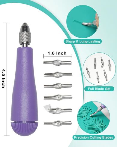 UCEC 1+7 Pack Linocut Carving Tools Linoleum Cutter & Linocut Block Printing Kit – Includes 5 Soft 4" x 6" Linoleum Blocks and Lino Cutting Tools with 6 Blades Universal Size, 4’’ Brayer Roller, Compl in Saudi Arabia
