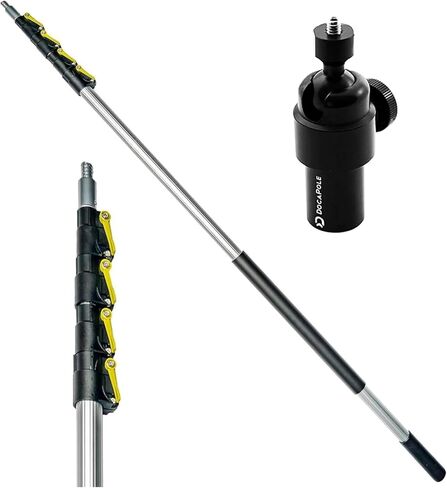 عمود كاميرا DocaPole بطول 12 قدم - عمود تمديد بطول 5-12 قدم + محول كاميرا لـ GoPro أو الكاميرا أو كاميرا الفيديو | يوفر ما يصل إلى 18 قدمًا من التصوير الجوي والفيديو in Kuwait