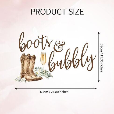 Boots and Bubbly Bridal Shower Decorations - TrinhGuo Boots and Bubbly Bridal Shower Sign Decal for Balloons Arch, Western Wedding Party Decor Wall Decal, Bachelorette Party Backdrop Decor (Brown) in Saudi Arabia