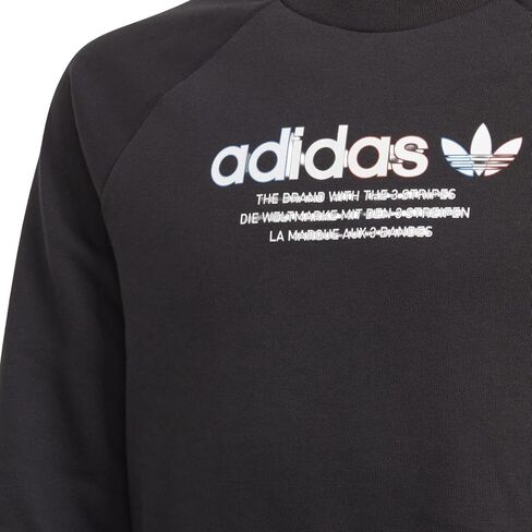 سويت شيرت adidas Originals للأطفال للجنسين (شبابي) Adicolor Crew (L، أسود) in Saudi Arabia