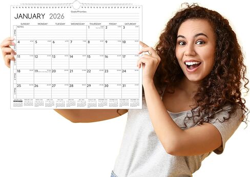 2026-2027 Wall Calendar – 2 Year Calendar 2026-2027, 14.57 x 11.42 In, Jan 2026 - Dec 2027, 2026 Calendar 24 Months, Monthly Calendar 2026, with Ruled Blocks, Thick Paper, Holidays, To-do List ＆ Notes in Kuwait