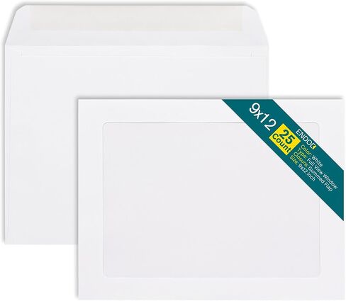 endoc 9x12 مظاريف نافذة الوجه الكاملة - 500/حزمة - ورقة 28 رطل أبيض أبيض 9 × 12 بوصة ، نافذة عرض كامل للشهادات ، الصور ، الكتيبات in Kuwait