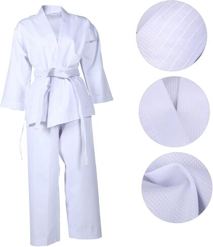 minkissy Unisex Adult Karate Uniform Set for Taekwondo Training Lightweight Fabric Includes Belt Comfortable Fit for Martial Arts Practice in Saudi Arabia