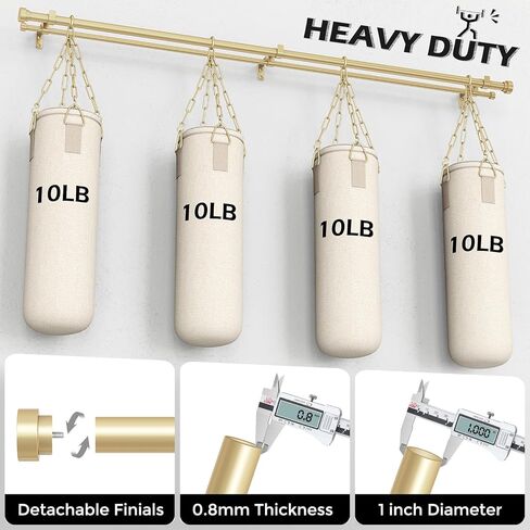 Double Curtain Rod, 1 Inch Gold Extra Long Dual Curtain Rods 72 to 144 Inch with Aluminium Modern End Cap Finial, Adjustable Heavy Duty Window Treatment Rods, Telescopic Metal Double Drapery Pole Set in Kuwait