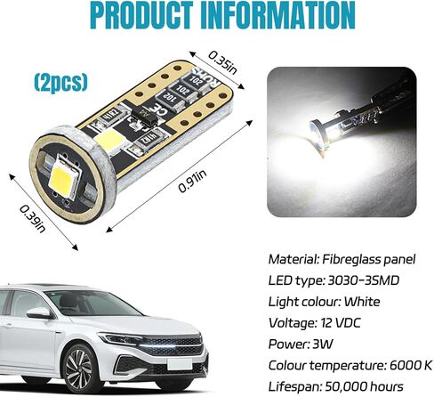 wuyaoyao 2 قطعة 194 لمبة LED، فائقة السطوع T10 168 2825 W5W LED لمبة بديلة لباب السيارة الداخلي لخريطة القبة، 6000K أبيض 3030 شرائح خالية من الأخطاء لمبات إضاءة لوحة الترخيص in Kuwait