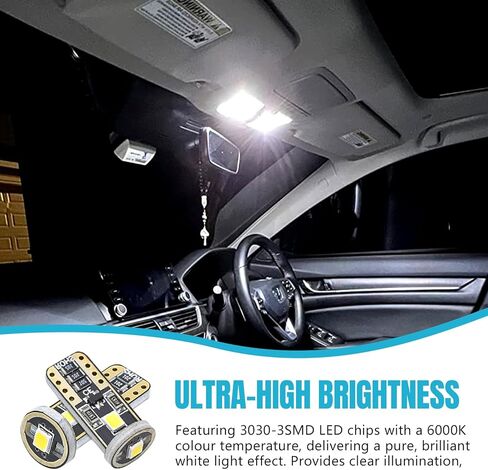 wuyaoyao 2 قطعة 194 لمبة LED، فائقة السطوع T10 168 2825 W5W LED لمبة بديلة لباب السيارة الداخلي لخريطة القبة، 6000K أبيض 3030 شرائح خالية من الأخطاء لمبات إضاءة لوحة الترخيص in Kuwait