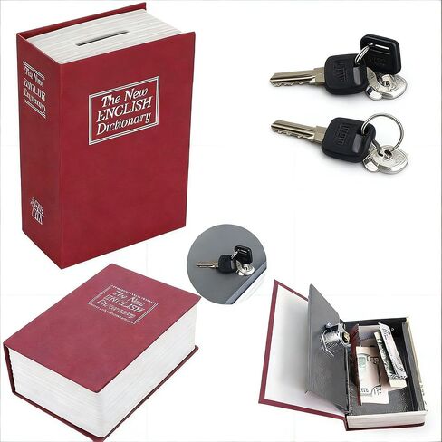 كتاب آمن مع القفل الرئيسي للمقام ، وينرز بنك Portable Safe Casino Money Size Size Box مع مفتاحين وحقيبة التخزين (اللون الأحمر) in Kuwait