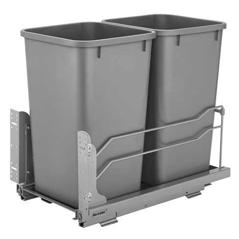 Rev-A-Shelf Double Pull-Out Trash Can for Under Kitchen Cabinets 27 Quart 12.5 Gallon with Soft-Close Slides, Champagne, 53WC-1527SCDM-212 in Kuwait