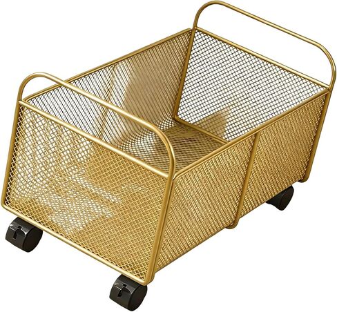 Rolling Book File Cart Utility Storage Cart Durability Sturdy Portable Under Desk File Organizer for Study Room Crafts Office, Gold, Large in Saudi Arabia