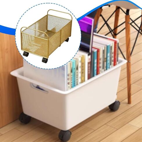 عربة تخزين الكتب الدوارة، عربة تخزين الأدوات المكتبية المحمولة، منظم الملفات، تحت المكتب لمكتب الحرف اليدوية، ذهبي، كبير in Kuwait