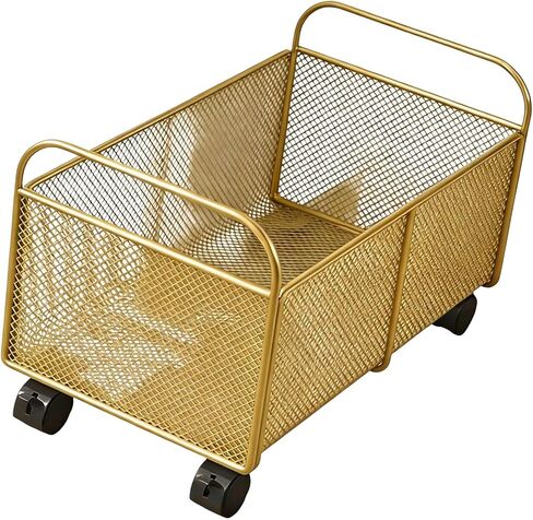 Rolling Book File Cart Utility Storage Cart Durability Sturdy Portable Under Desk File Organizer for Study Room Crafts Office, Gold, Small in Saudi Arabia