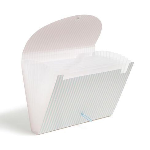 U Brands 13 Pocket Poly Expandable File, 13" x 9.65" x 1.5", Muted Prep Blue Stripes, Letter Size in Saudi Arabia