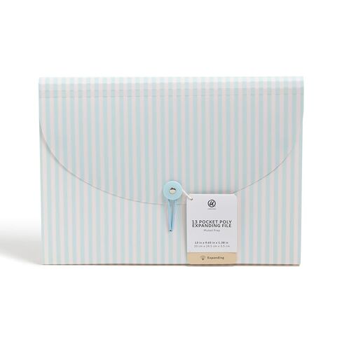 U Brands 13 Pocket Poly Expandable File, 13" x 9.65" x 1.5", Muted Prep Blue Stripes, Letter Size in Saudi Arabia