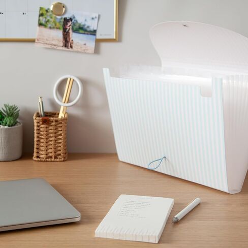 U Brands 13 Pocket Poly Expandable File, 13" x 9.65" x 1.5", Muted Prep Blue Stripes, Letter Size in Saudi Arabia