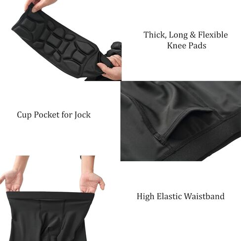 Topeter Men's Compression Capri Leggings with Knee Pads & Cup Pocket for Basketball, Running in Saudi Arabia