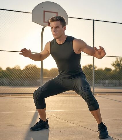 Topeter Men's Compression Capri Leggings with Knee Pads & Cup Pocket for Basketball, Running in Saudi Arabia