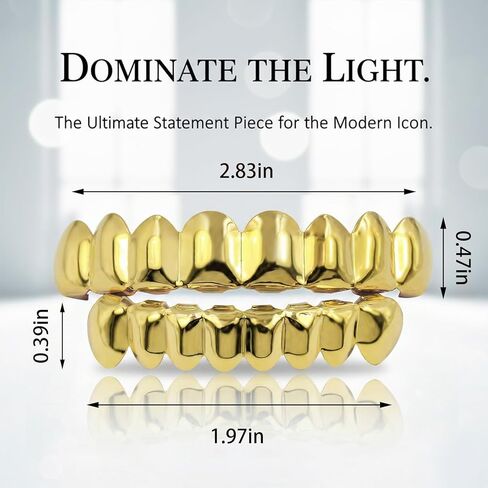 8 PCS Grills for Your Teeth, Grillz Teeth Men Hip Hop Gold Tooth Cap Fake Grillz Mouth Teeth 90s Accessories for Women in Saudi Arabia