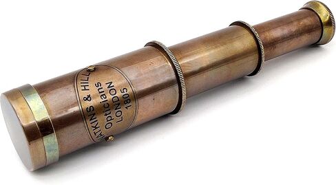 Nautical Brass Spyglass Telescope with Wooden Box, Pirate Collapsible Monocular Decorative Telescope with Glass Optics for Gift (Antique Finish) in Saudi Arabia