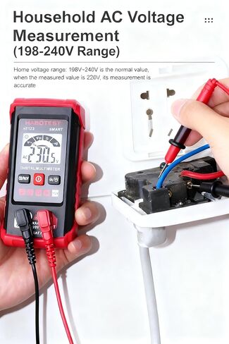 Generic HT123 مقياس رقمي متعدد - مقياس رقمي متعدد تلقائي - قياس ذكي - جهاز اختبار كهربائي الفولتميتر المتعدد - مقياس الفولتميتر التلقائي المدى غير المتصل، أحمر (أحمر) in Kuwait