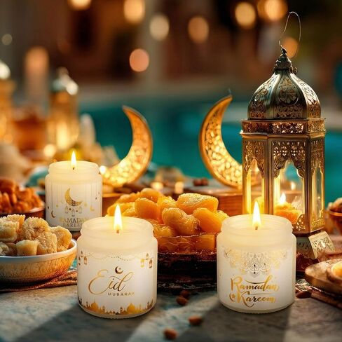 16 قطعة من شموع عيد مبارك من MTLEE، هدايا شموع معطرة لرمضان للنساء والرجال الإسلاميين المسلمين، هدايا شكرًا لك مع صندوق هدايا، أشرطة لعيد العيد الإسلامي وحفلات الزفاف لصالح ديكور المنزل in Kuwait