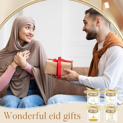 16 قطعة من شموع عيد مبارك من MTLEE، هدايا شموع معطرة لرمضان للنساء والرجال الإسلاميين المسلمين، هدايا شكرًا لك مع صندوق هدايا، أشرطة لعيد العيد الإسلامي وحفلات الزفاف لصالح ديكور المنزل in Kuwait