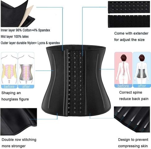 مدرب الخصر للنساء من ECOWALSON - 9/25 عظام فولاذية ومشد إضافي لشد الجسم على شكل الساعة الرملية in Kuwait