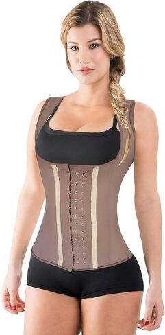 Fiorella Shapewear Fajas Colombianas Reductoras Chaleco Latex | Waist Cincher Trainer Vest Corset | 3 Hooks Cocoa 212C3 in Saudi Arabia