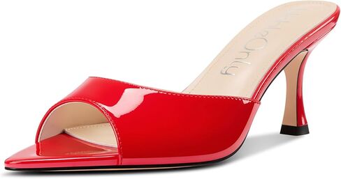 NobleOnly Womens Kitten Heels Peep Open Pointed Toe Slip-on Backless Mule Sandals Dress Party Shoes 2.6 Inches Heels in Saudi Arabia