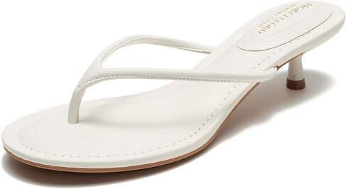 Project Cloud 100% Genuine Leather Kitten Heels for Women Footwear - Memory Foam Fashion Thong Heels for Women - Lightweight Summer Sandals for Womens 2026 (Mango) in Saudi Arabia