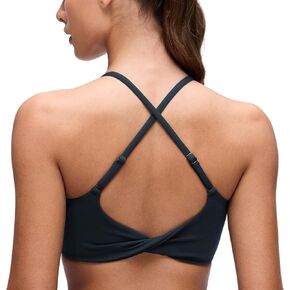 CRZ YOGA Butterluxe Twist Cross Back Sports Bras for Women - U Neck Padded Adjustable Spaghetti Straps Yoga Top in Kuwait