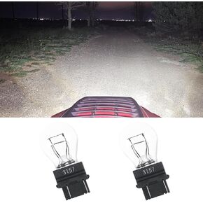 3157 Car Halogen Light Bulb, Universal 12V P27-7W Long-Life Car Reverse Light, 3000K High Brightness Miniature Automotive Replacement Bulb for Brake/Tail/Turn Signal/Side Lights (White-2PCS) in Saudi Arabia