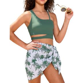 ملابس سباحة للفتيات من ALISISTER مكونة من 3 قطع بكيني للمراهقين بأشرطة قابلة للتعديل بدلة استحمام سريعة الجفاف مع غطاء 7-16T in Kuwait