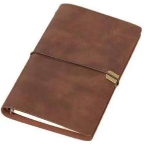 دفتر ملاحظات جلدي قابل لإعادة الملء مقاس A5 بأوراق فضفاضة، دفتر ملاحظات بحزام عتيق، مفكرة A5، مجلد أوراق فضفاض مع 6 حلقات مقاس 9.1 بوصة × 6.7 بوصة. يتضمن 80 ورقة (160 صفحة) بني. in Kuwait