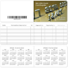 Mini ATM Debit Card Registers - Transaction Registers Designed to fit Card Slots. Mini Register Size Closed: 3.375 x 2.125 in. Full Width Interior Checkbook Register Measures 6.75 in. (Set of 6) in Saudi Arabia