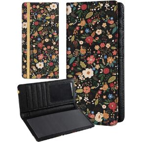 Slohif Checkbook Cover for Personal Duplicate Checks - Women Check Book Wallet Holder Black Polka Dots Top Side Tear in Kuwait