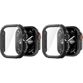 Spigen Tough Armor Designed for Apple Watch Series 9/8/7 41mm Case with Built-in Touch Sensitive Tempered Glass Screen Protector - Black in Kuwait