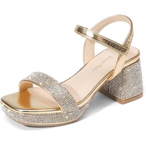DREAM PAIRS Girls Sandals Open Toe Low Block Chunky Heels Sandals Party Dress Pumps Shoes for Little Big Kid in Kuwait