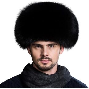 قبعة رجالي من شعر الثعلب للشتاء الدافئ من جلد الغنم الأصلي الروسي Ushanka Trapper مع غطاء للأذن in Kuwait