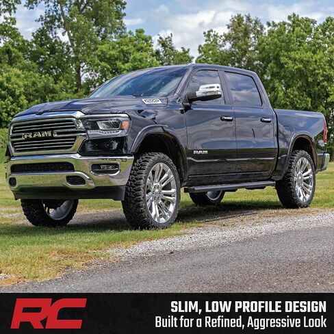 لوحات تشغيل Rough Country BA2 لـ Ram 1500 (2019-2026)/1500 TRX (2021-2024) كابينة الطاقم - قضبان فولاذية عريضة مقاس 5 بوصات، وقضبان قدم غير قابلة للانزلاق، تثبيت بدون حفر، خطوات جانبية للشاحنة in Kuwait