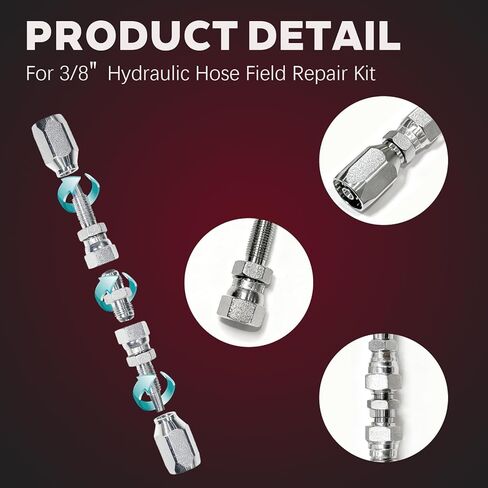 2PCS 3/8" Hydraulic Hose Repair Kit, 3/8" Inner Diameter 2-Wire Reusable Hydraulic Fittings in Saudi Arabia