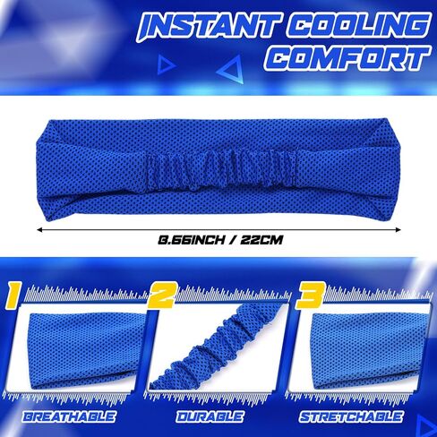 12 Pack Cooling Headband Moisture Wicking Workout Headband for Men Women Sports Headbands Hot Weather Running Golf Athletic, Blue in Saudi Arabia
